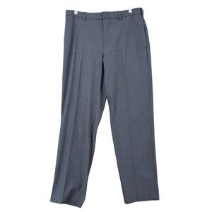 Uniqlo Smart Ankle Pants Mens M Blue Grey Houndstooth Stretch 321-463934